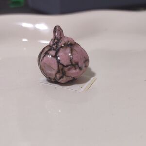 Mini Rhodonite Pumpkin Carving SIZE 0.5 X 0.5 Light Pink And Brown Markings #3